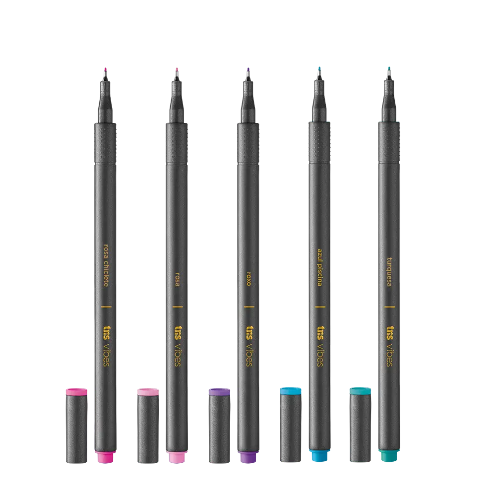 Caneta Superfina Cores Fashion Vibes - Cores Sortidas - Cartela C/ 5 un- Tris - Imagem 3