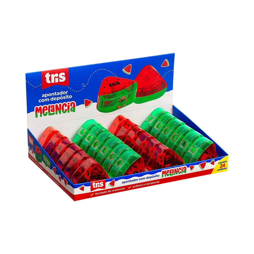 Apontador com Depósito Melancia - Display C/ 24 un - Tris - Imagem 1