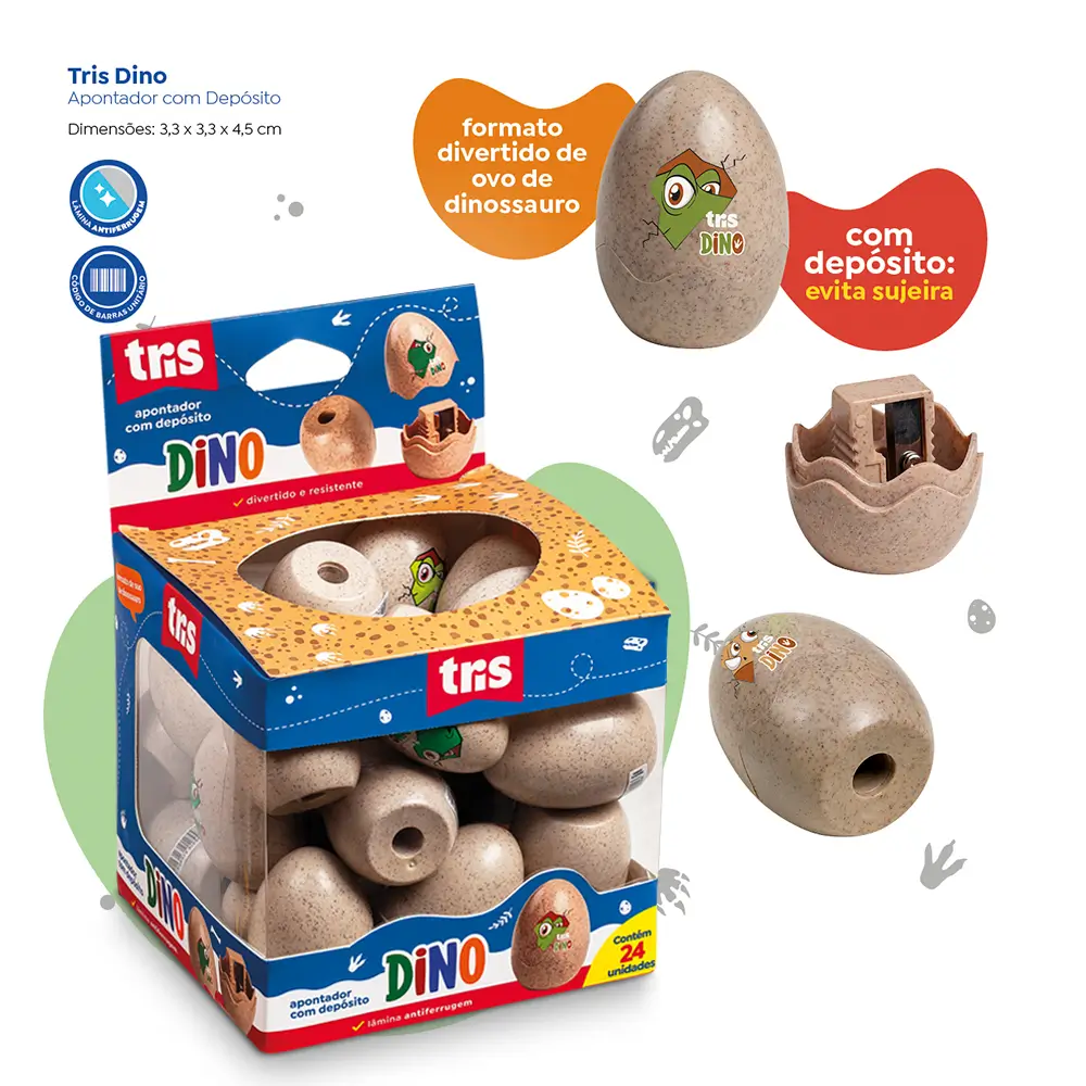 Apontador com Depósito Dino - Display C/ 24 un - Tris - Imagem 4