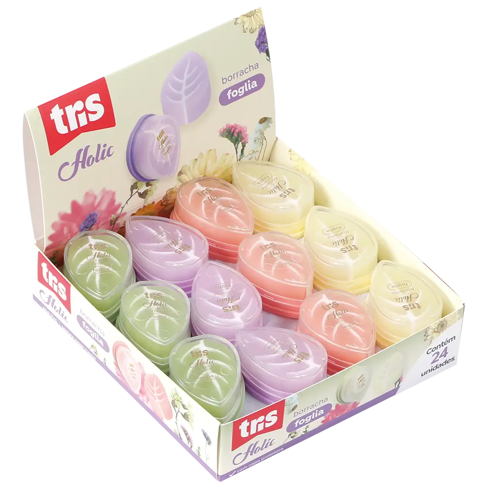 Borracha Foglia Holic Delicata - Cores Sortidas - Display C/ 24 un -Tris - Imagem 1