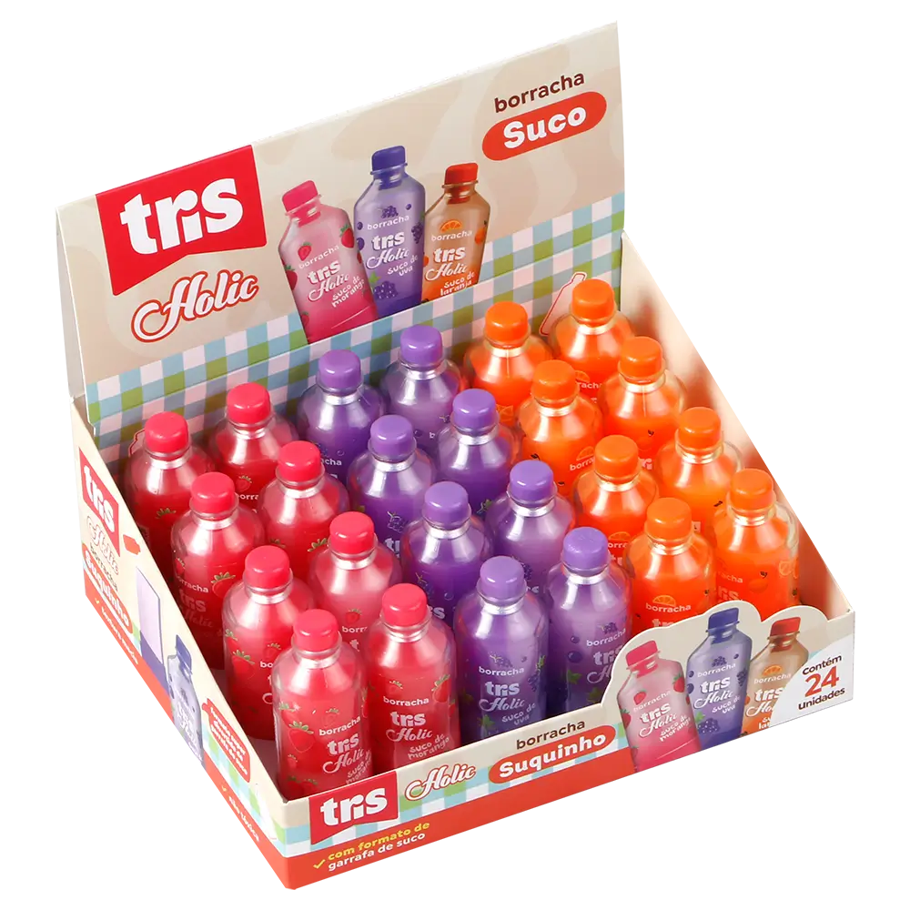 Borracha Suquinho Holic Lanchinhos - Cores Sortidas - Display C/ 24 un-Tris - Imagem 1