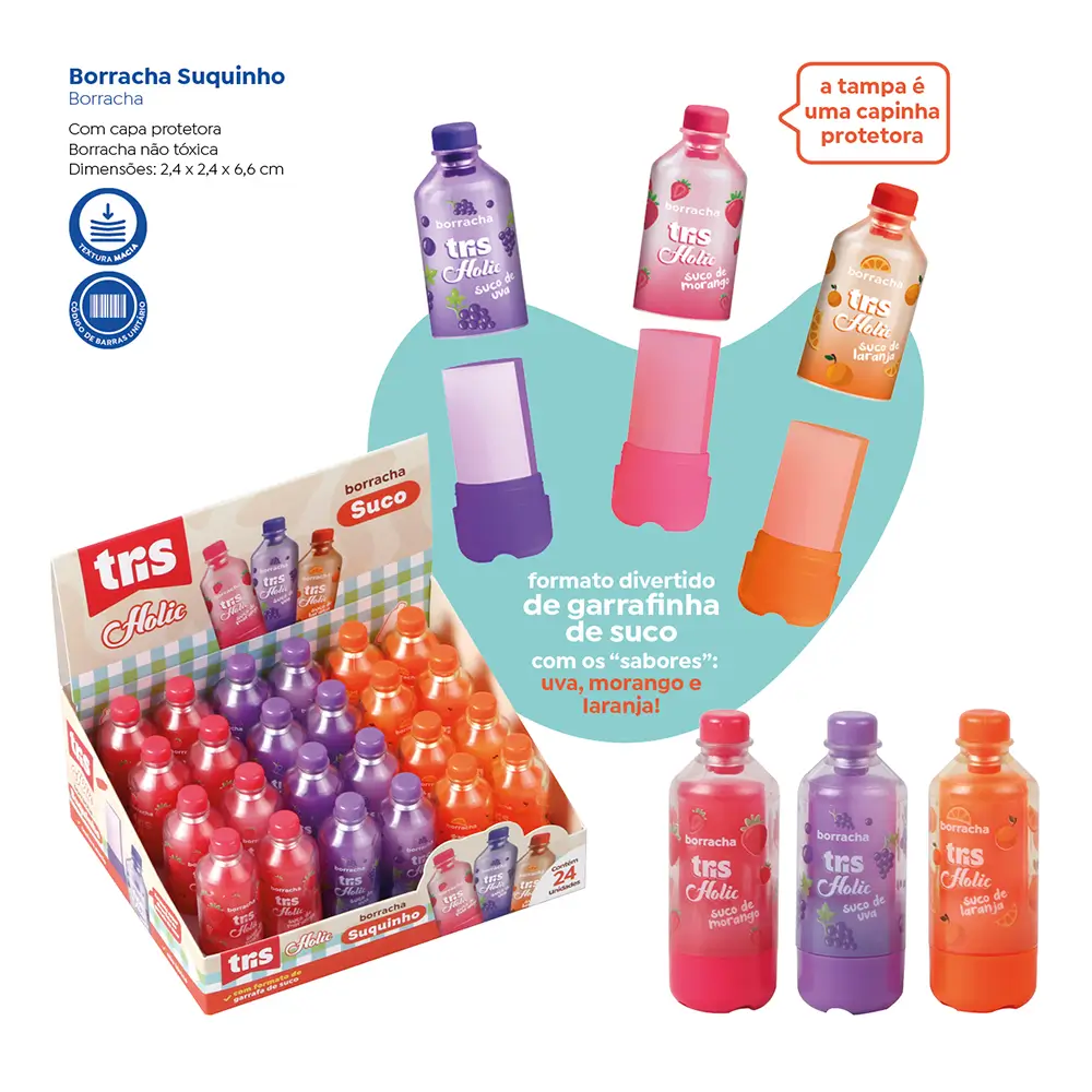 Borracha Suquinho Holic Lanchinhos - Cores Sortidas - Display C/ 24 un-Tris - Imagem 4