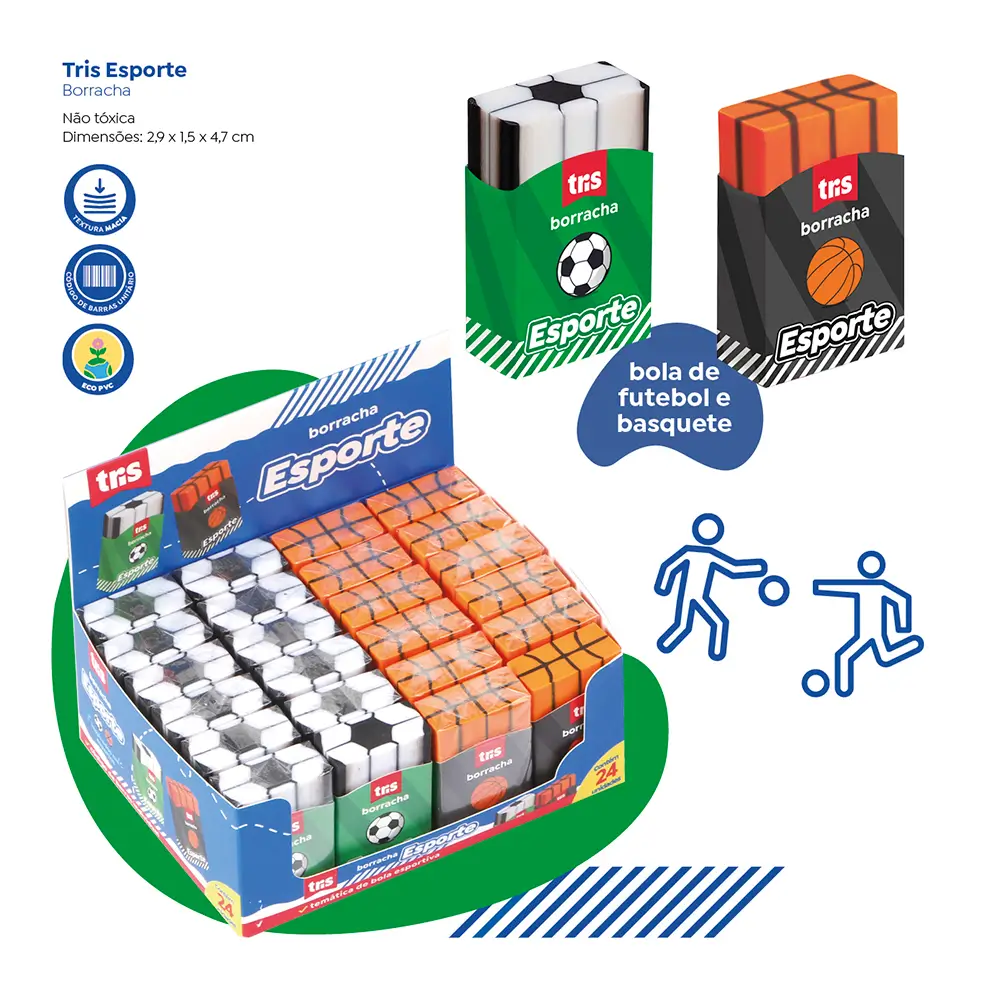 Borracha Esporte - Display C/ 24 un - Tris - Imagem 3
