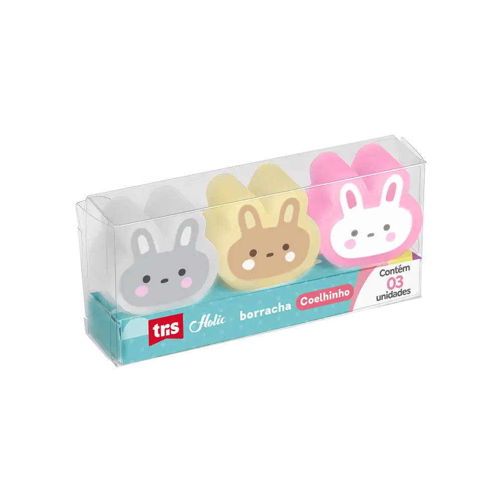 Borracha Coelhinho Holic Fofurices - Display C/ 18 Conjuntos C/ 3 Cada -Tris - Imagem 2