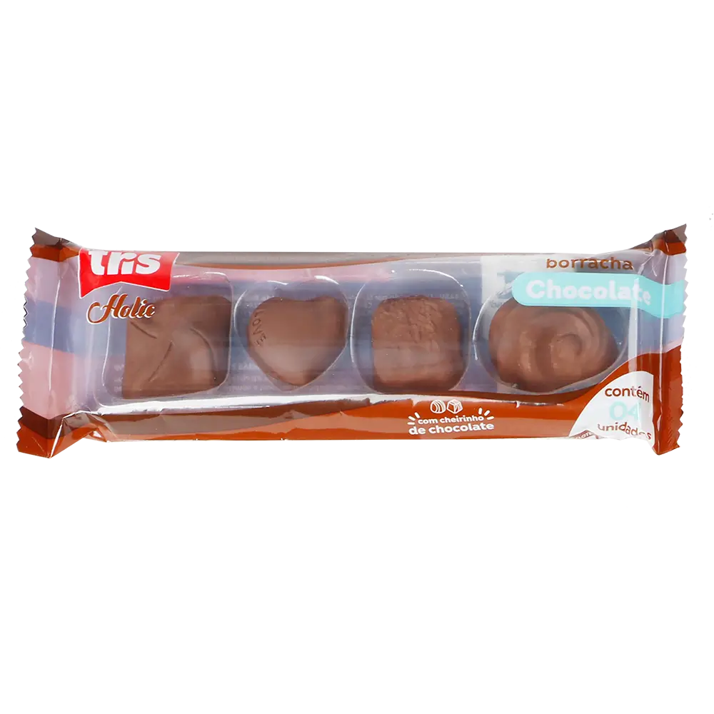 Borracha Chocolate Holic Docinhos - Display C/ 12 Conjuntos C/ 4 Cada -Tris - Imagem 2