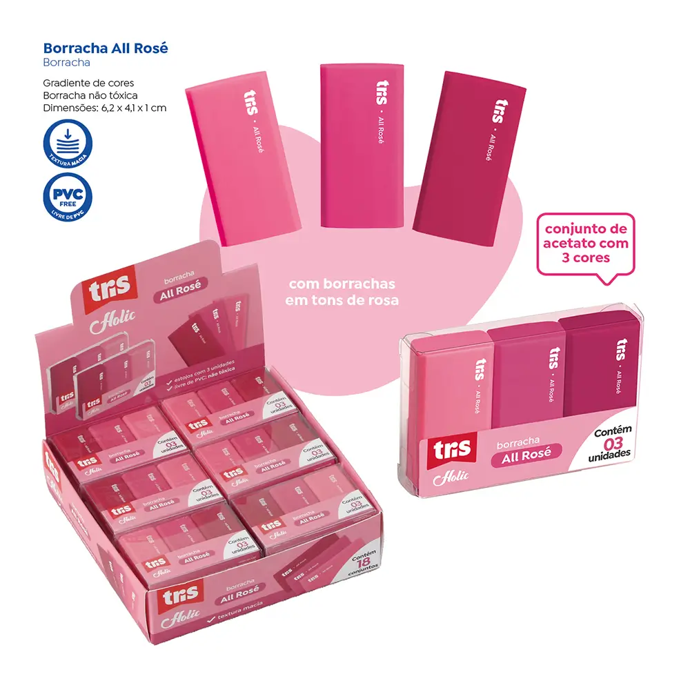 Borracha Holic All Rosé - Display C/ 18 Estojos C/ 3 un - Tris - Imagem 4