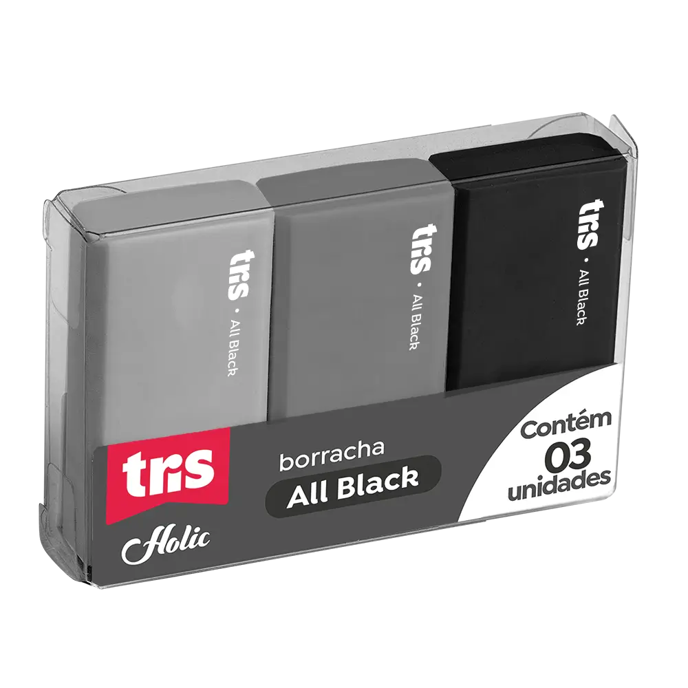 Borracha Holic All Black - Display C/ 18 Estojos C/ 3 un - Tris - Imagem 2
