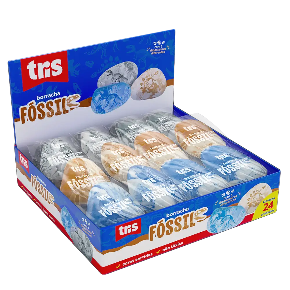 Borracha Fóssil - Cores Sortidas - Display C/ 24 un - Tris - Imagem 1