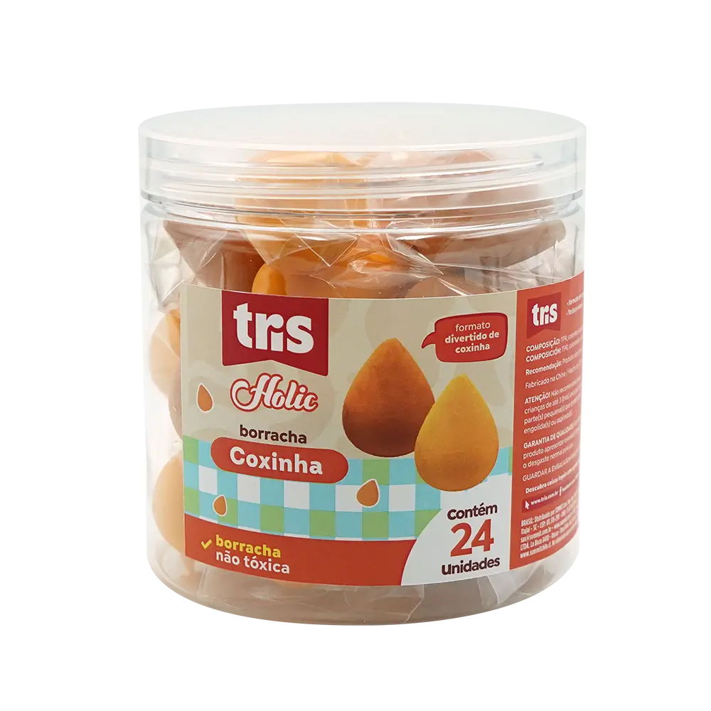Borracha Coxinha Holic Lanchinhos - Pote C/ 24 un - Tris - Imagem 1