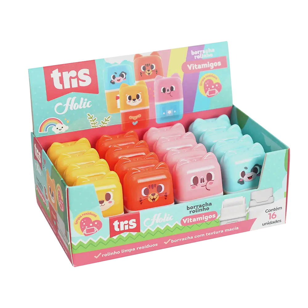 Borracha Rolinho Vitamigos Holic Fofurices - Cores Sortidas - Display C/16 un - Tris - Imagem 1