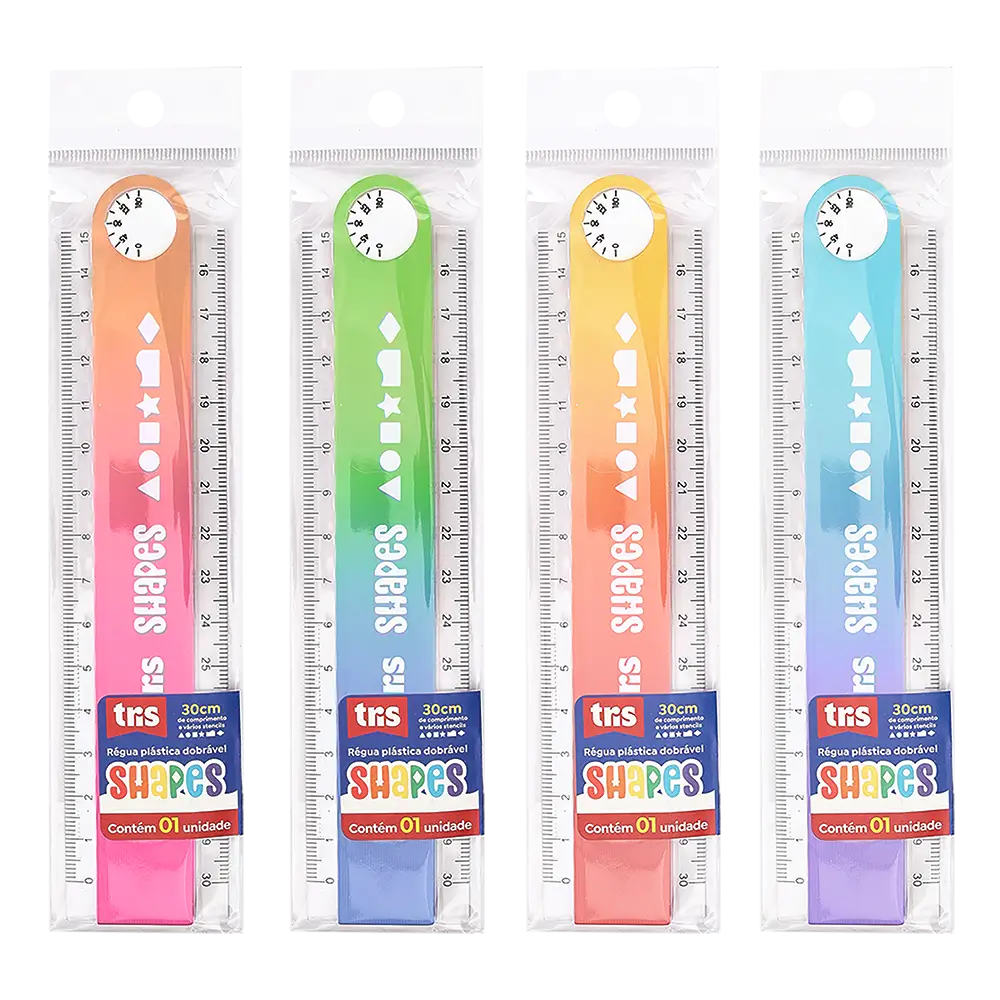 Régua Plástica Shapes - 30cm - Dobrável - Caixa C/ 20 un - Tris - Imagem 2