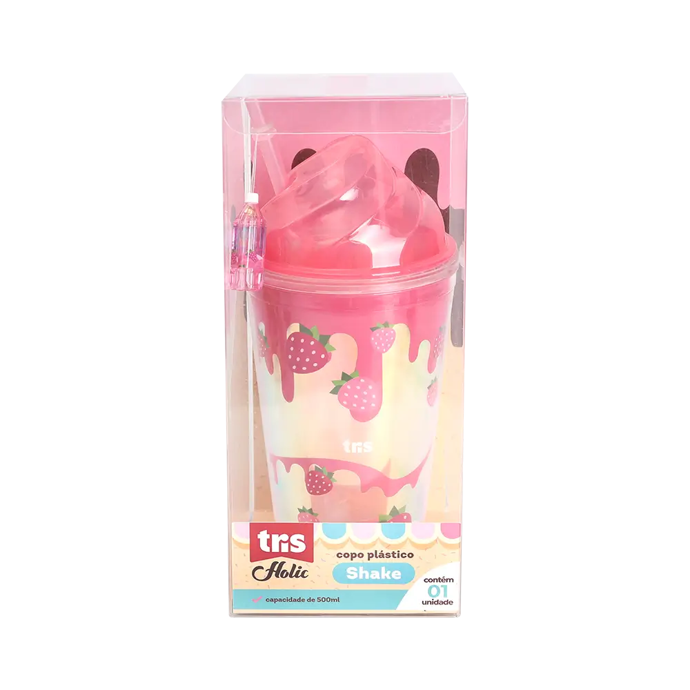 Copo Plástico Shake Holic Docinhos - Cores Sortidas - 500 ml - Caixa C/1 un - Tris - Imagem 2