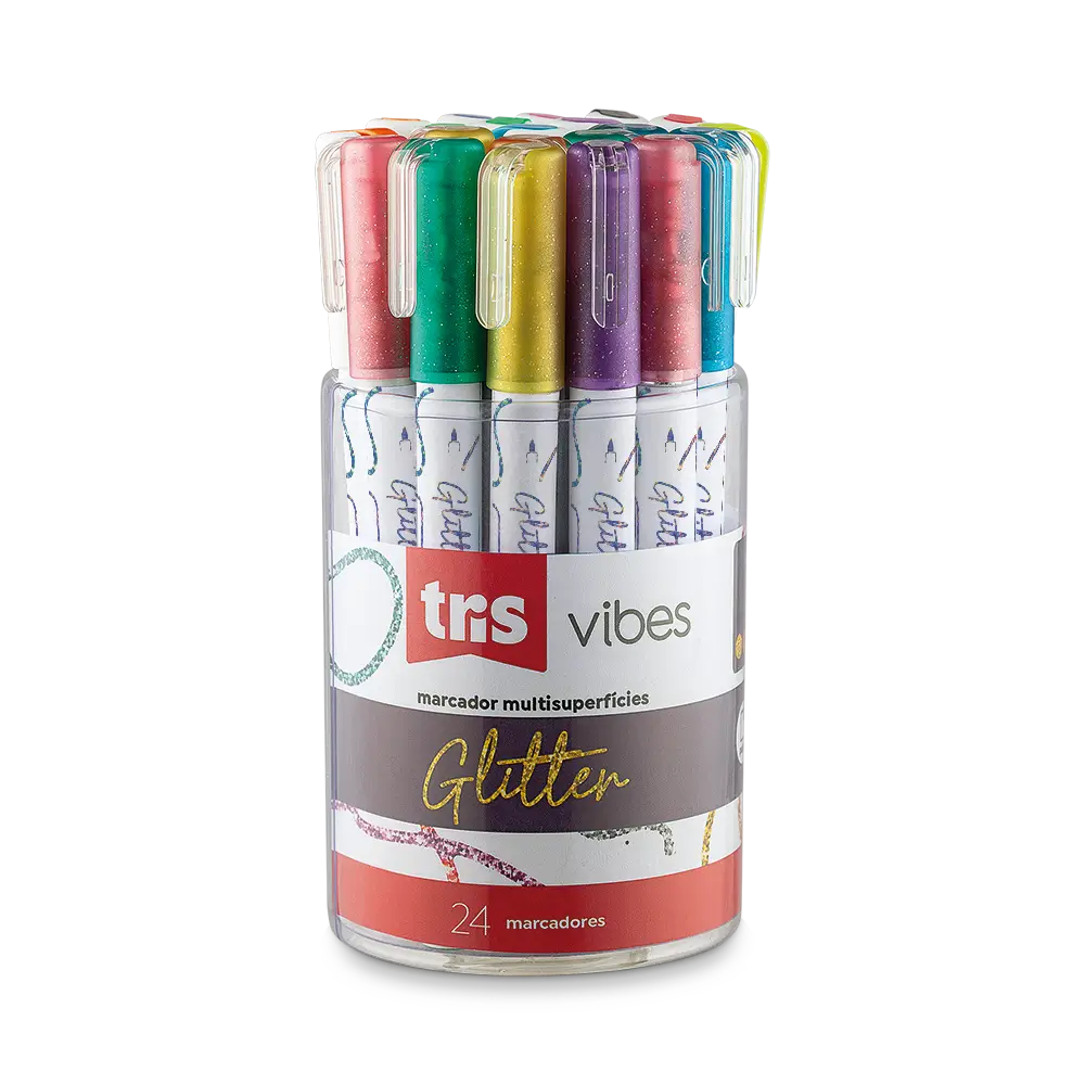 Marcador Glitter Vibes - 1.0mm - Multisuperfícies - Pote C/ 24 un - Tris - Imagem 1