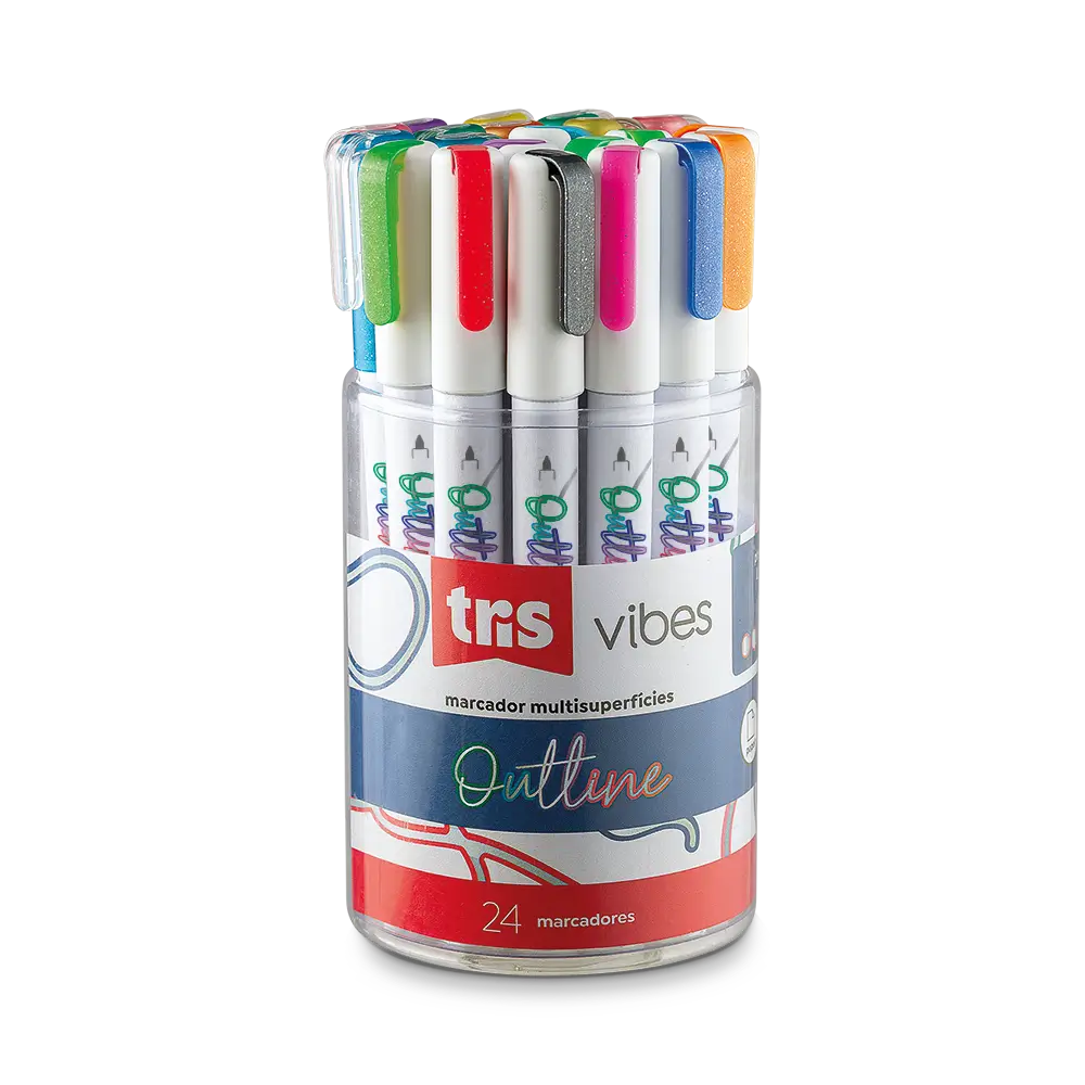 Marcador Outline Vibes - 1.0mm - Multisuperfícies - Pote C/ 24 un - Tris - Imagem 1