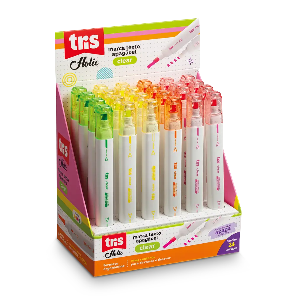 Marca-texto Apagável Clear Holic Pop - Display C/ 24 un - Tris - Imagem 1