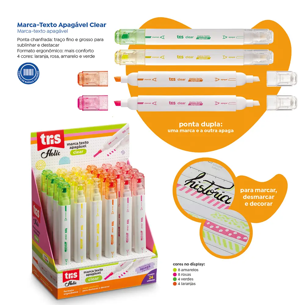 Marca-texto Apagável Clear Holic Pop - Display C/ 24 un - Tris - Imagem 4