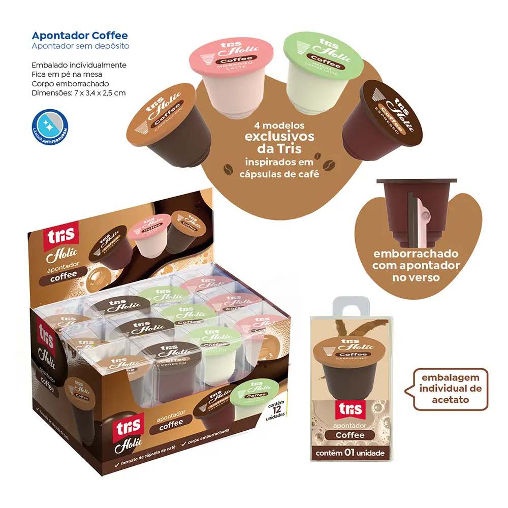 Apontador Coffee Holic Coffe Shop - Display C/ 12 un - Tris - Imagem 7
