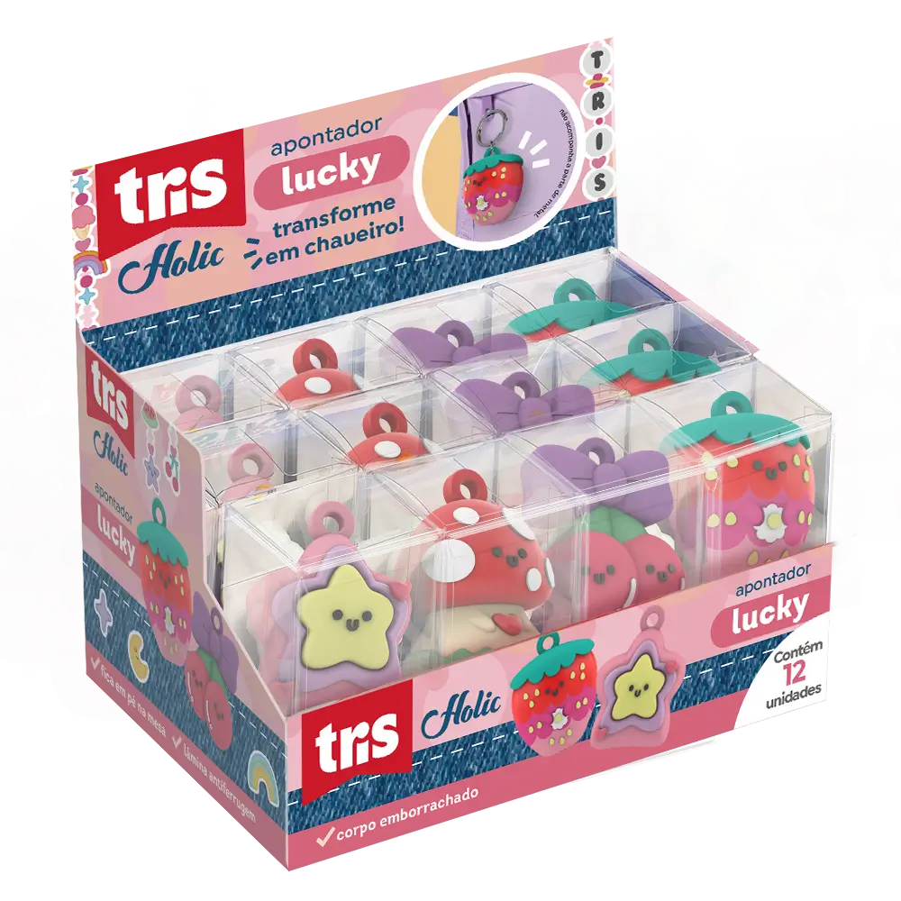 Apontador Lucky Holic Charm - Display C/ 12 un - Tris - Imagem 1