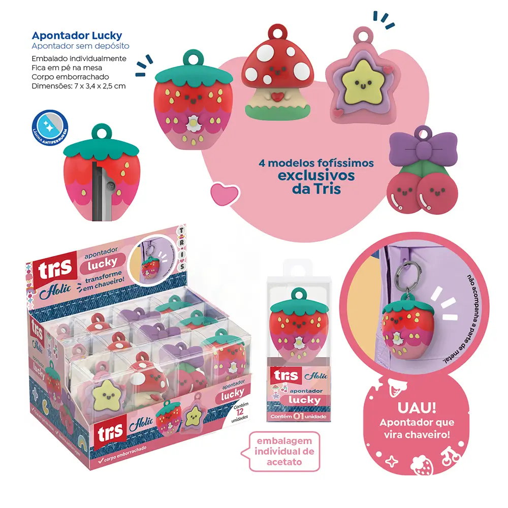Apontador Lucky Holic Charm - Display C/ 12 un - Tris - Imagem 4