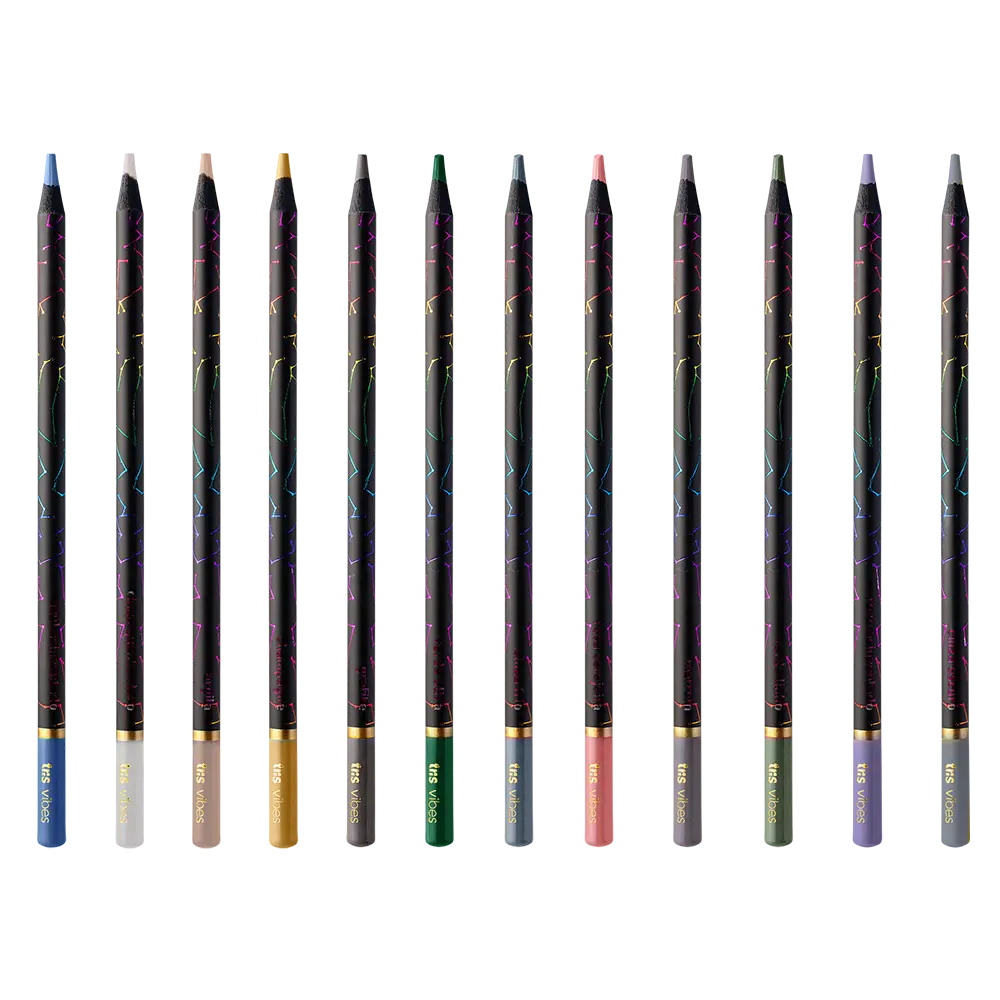 Lápis de Cor Vibes - Noturna - Tons Neutros - 12 Cores - Tris - Imagem 2