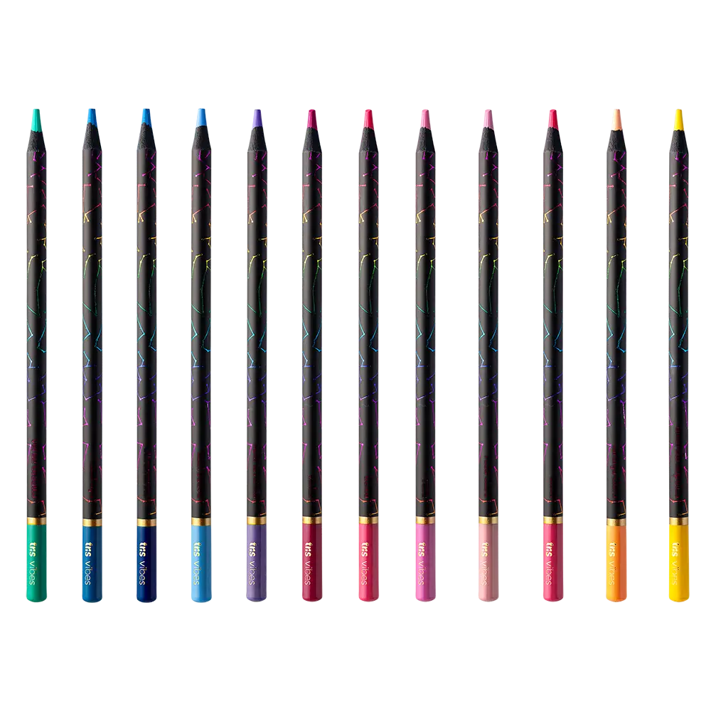 Lápis de Cor Vibes - Noturna - Tons Frios e Quentes - 12 Cores - Tris - Imagem 2