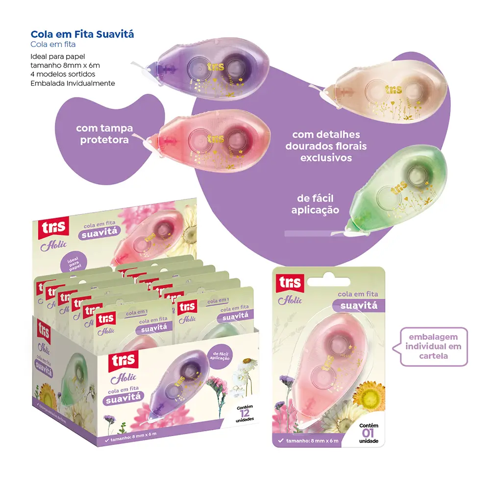Cola em Fita Suavitá Holic Delicata - 6mx8mm - Cartela C/ 1 un - Tris - Imagem 7