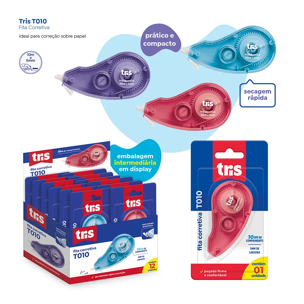 Fita Corretiva T010 - 10mx5mm - Cartela C/1 un - Tris - Imagem 4
