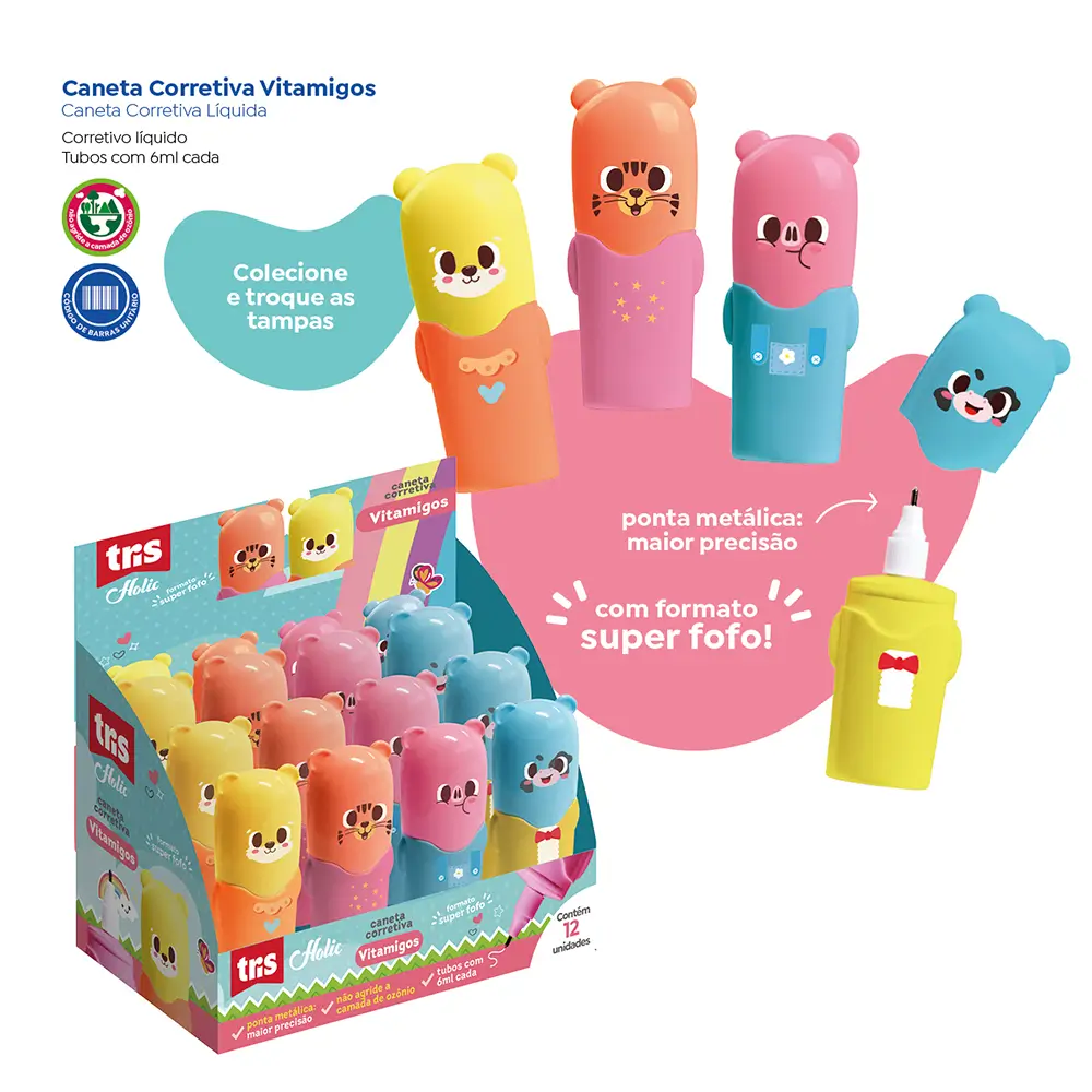 Caneta Corretiva Vitamigos Holic Fofurices - 6ml - Display C/ 12 un -Tris - Imagem 4