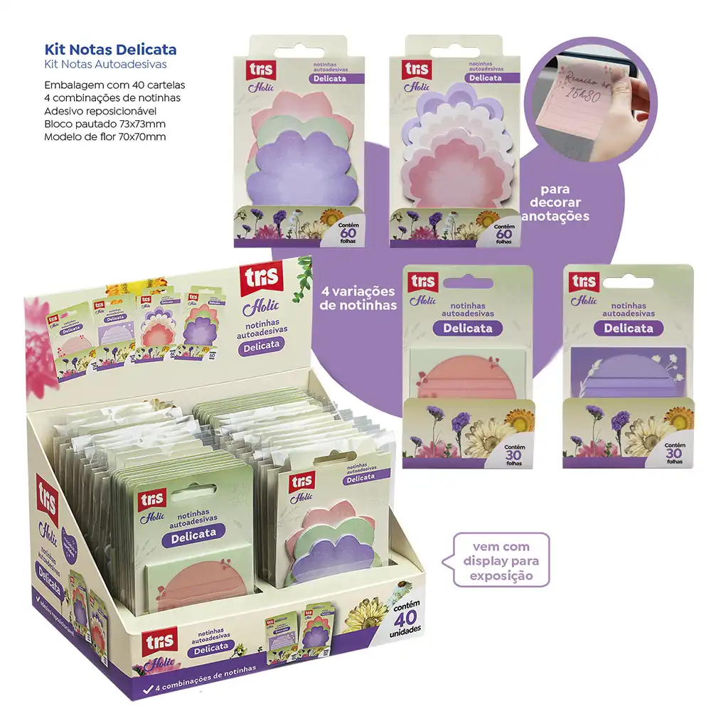 Kit de Notas Autoadesivas Holic Delicata - Display C/40 un - Tris - Imagem 3
