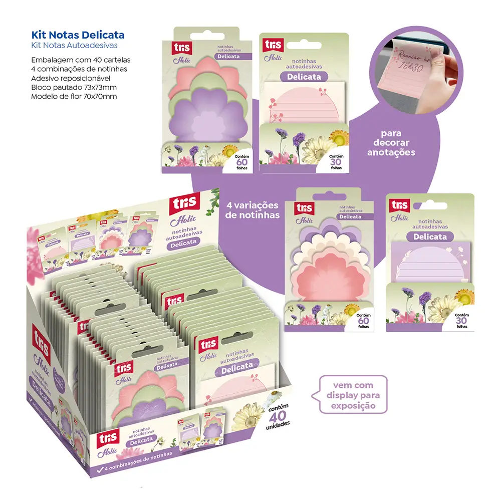 Kit de Notas Autoadesivas Holic Delicata - Display C/40 un - Tris - Imagem 4