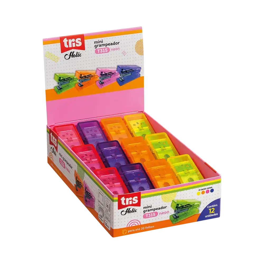 Grampeador Mini T315 Holic Pop - 26/6 - 20 Folhas - Display C/ 12 un -Tris - Imagem 1
