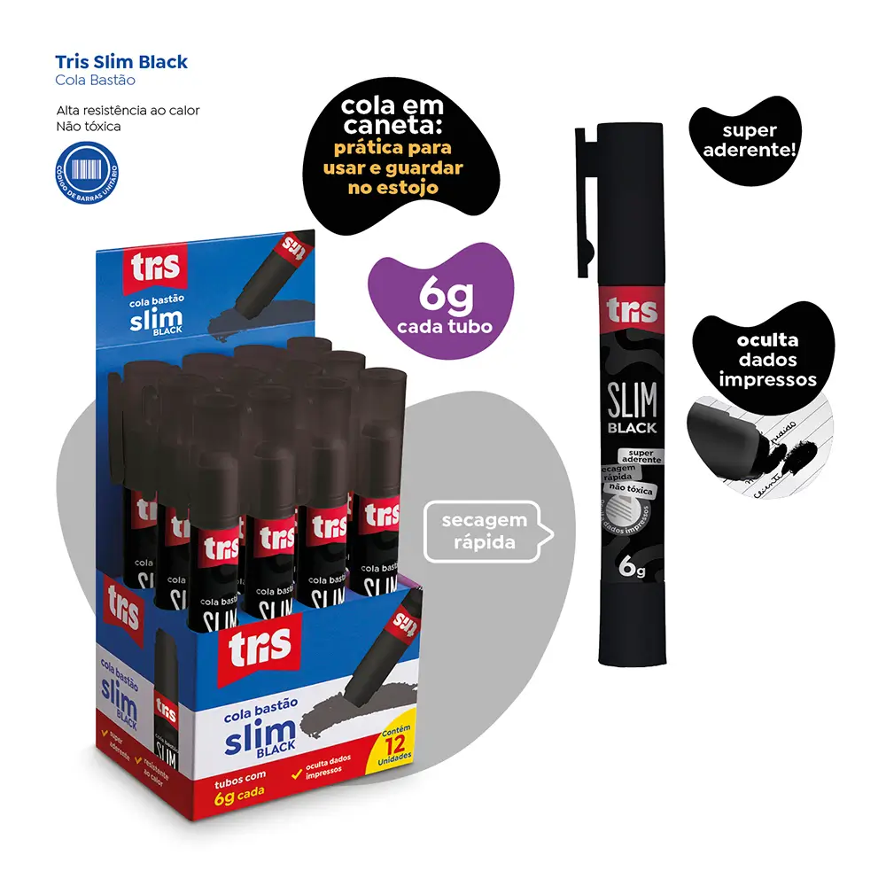 Cola Bastão Slim Black - 6g - Display C/ 12 un - Tris - Imagem 4