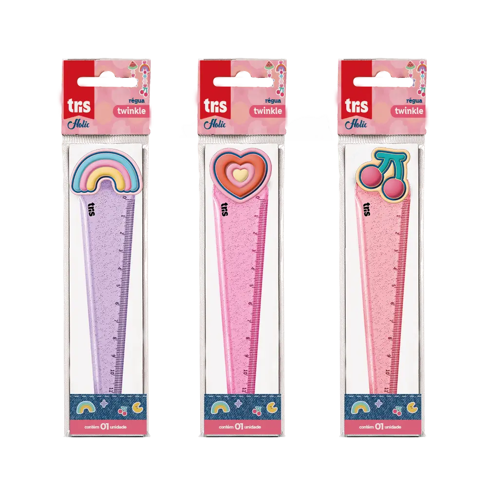 Régua Plástica Twinkle Holic Charm - 12cm - Pote C/ 24 un - Tris - Imagem 2