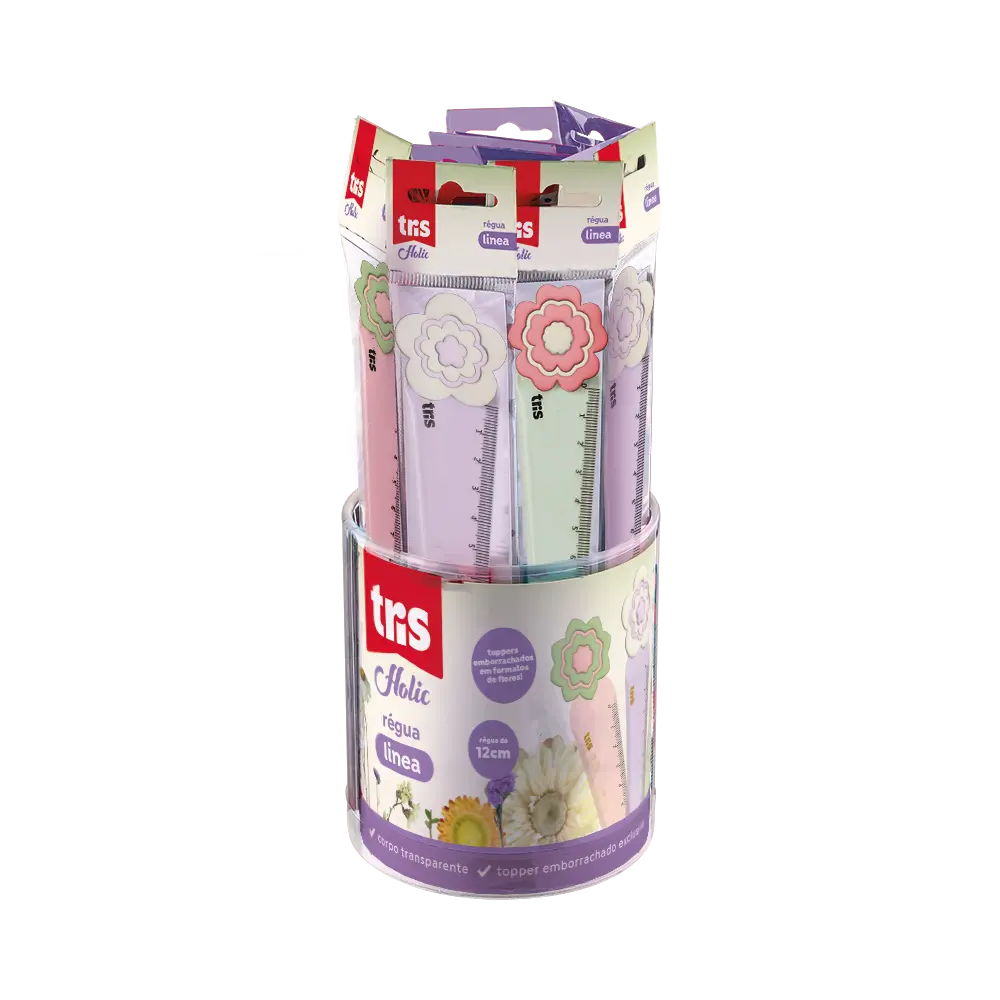 Régua Plástica Linea Holic Delicata - 12cm - Pote C/ 24 un - Tris - Imagem 1
