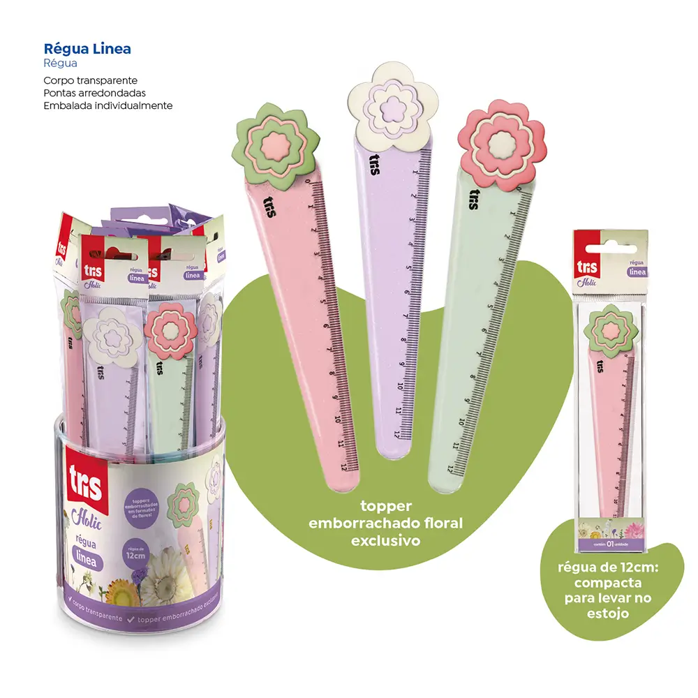 Régua Plástica Linea Holic Delicata - 12cm - Pote C/ 24 un - Tris - Imagem 4
