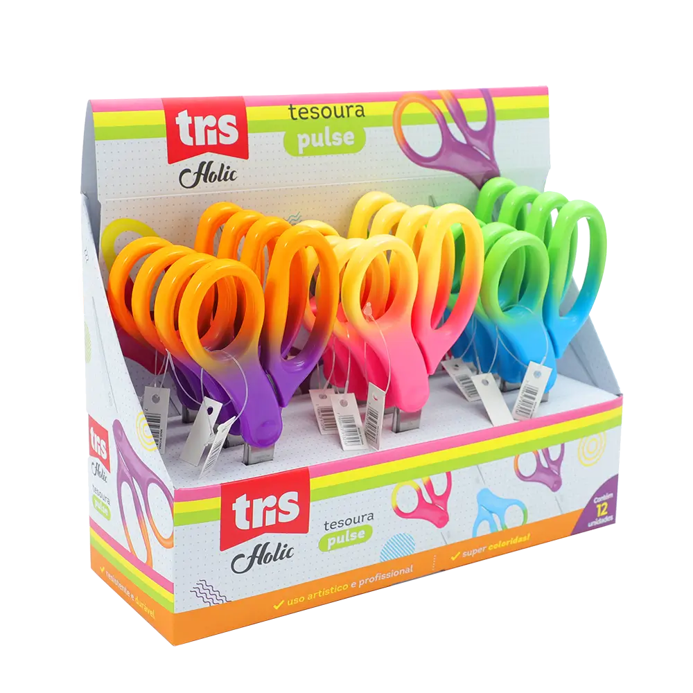 Tesoura Multifuncional Pulse Holic Pop - 17,8cm - Display C/ 12 un -Tris - Imagem 1