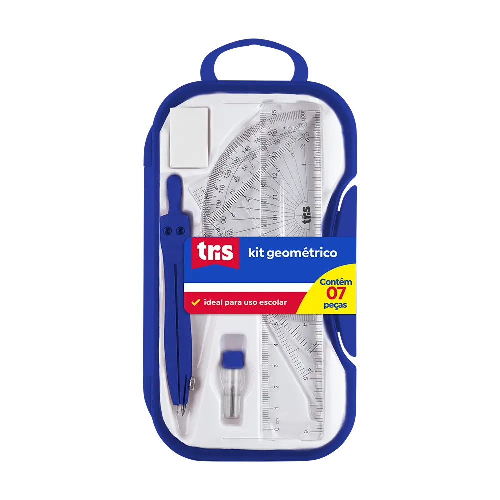 Kit Geométrico Escolar - Estojo C/ 7 peças - Tris - Imagem 2