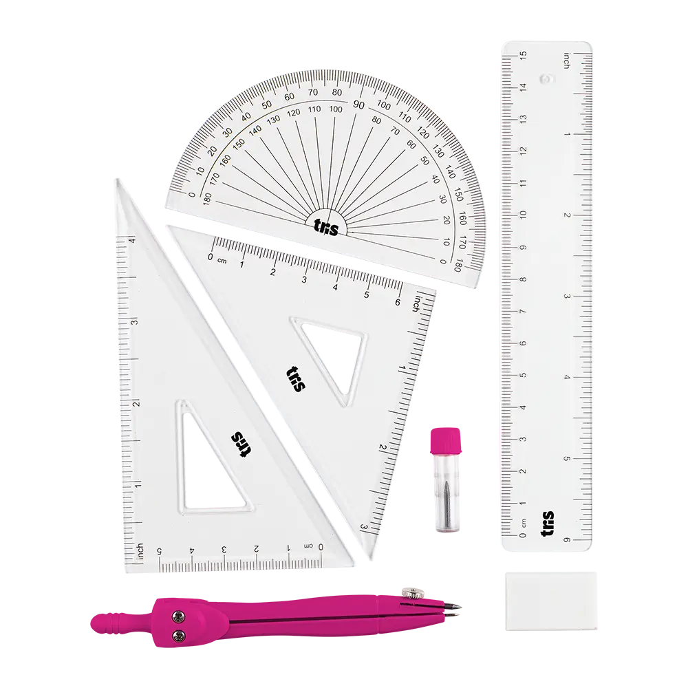 Kit Geométrico Escolar - Estojo C/ 7 peças - Tris - Imagem 3