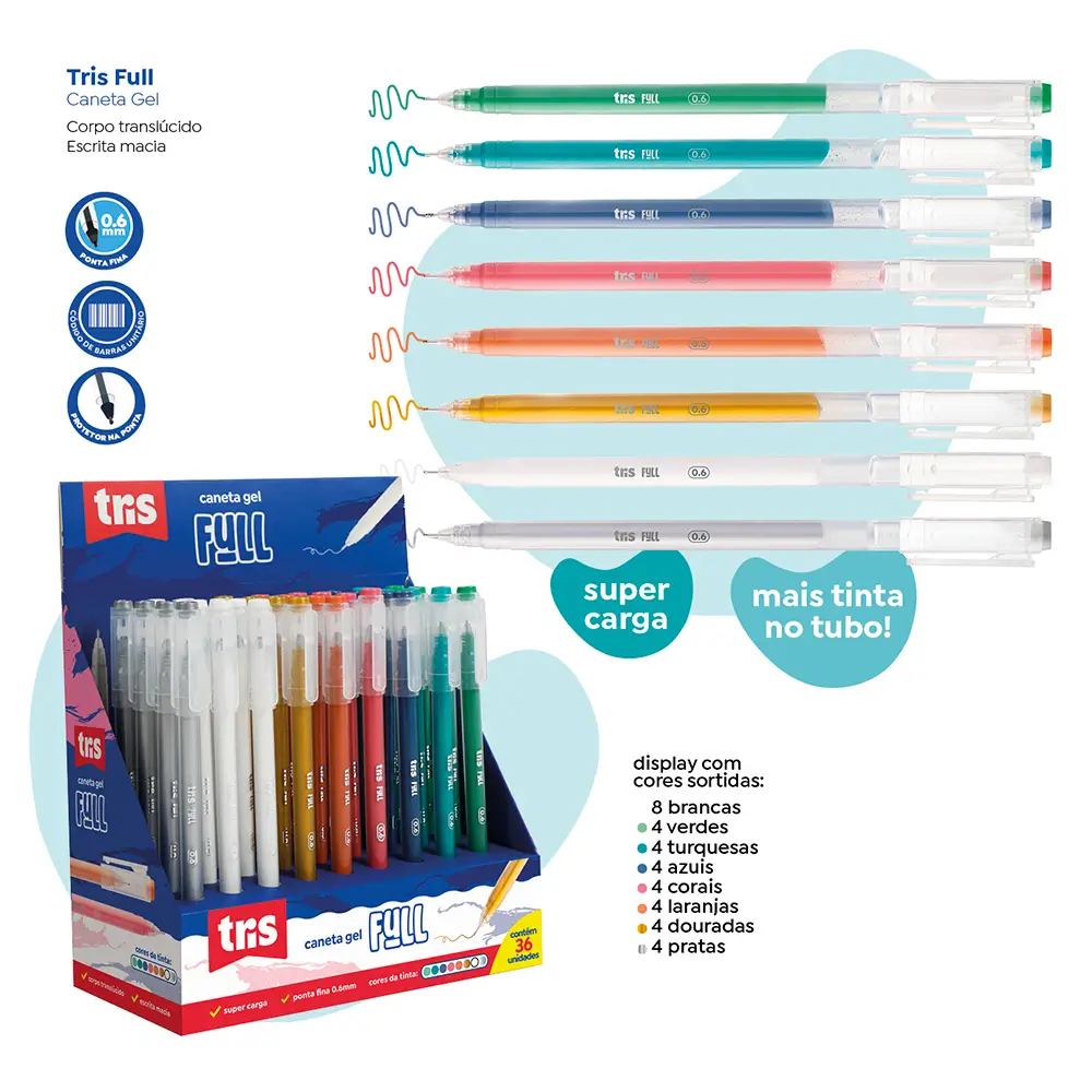 Caneta Gel Full - 0.6mm - Display C/ 36 um - Tris - Imagem 4