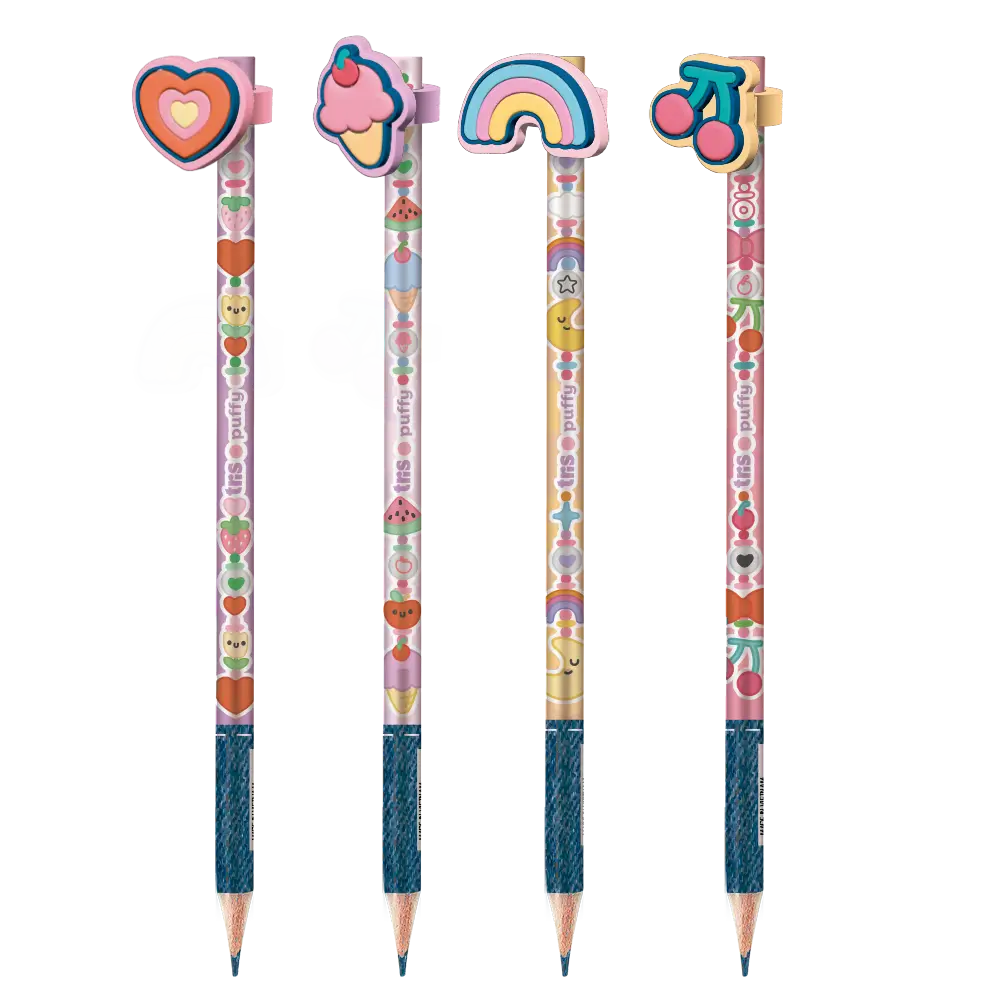 Lápis Grafite com Topper Puffy Holic Charm - HB - Pote C/ 24 un - Tris - Imagem 2