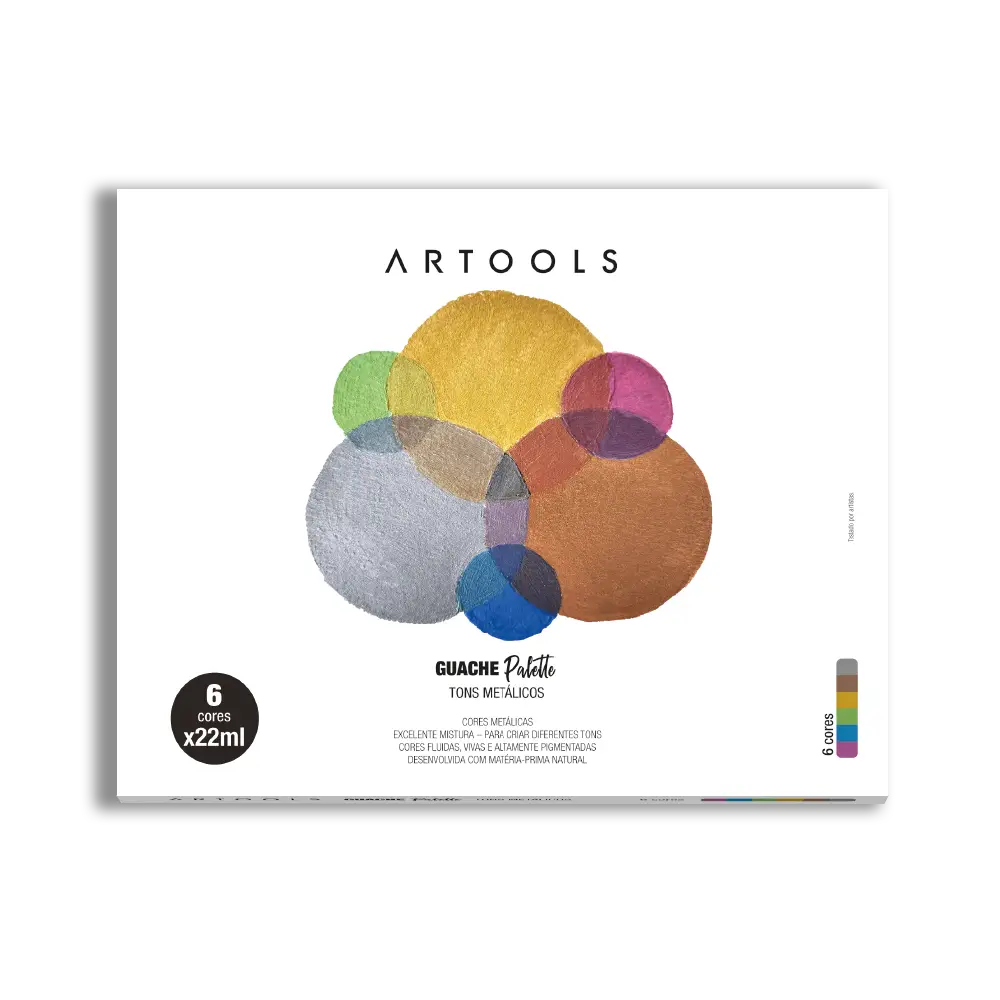 Guache Bisnaga Palette Tons Metálicos - 22ml - Conjunto C/6 cores -Artools - Imagem 1