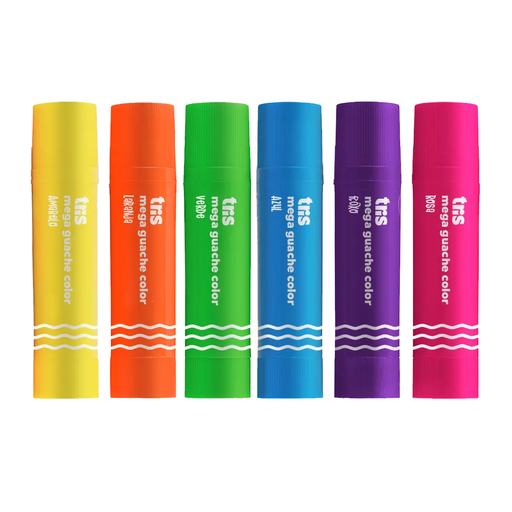 Guache em Bastão Mega Guache Color - 6 Cores Neon - Tris - Imagem 2