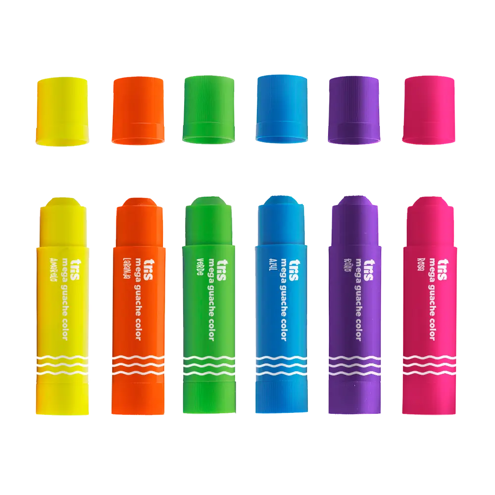 Guache em Bastão Mega Guache Color - 6 Cores Neon - Tris - Imagem 3