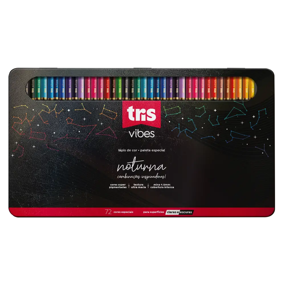 Lápis de Cor Vibes - Noturna - 72 Cores - Tris - Imagem 1