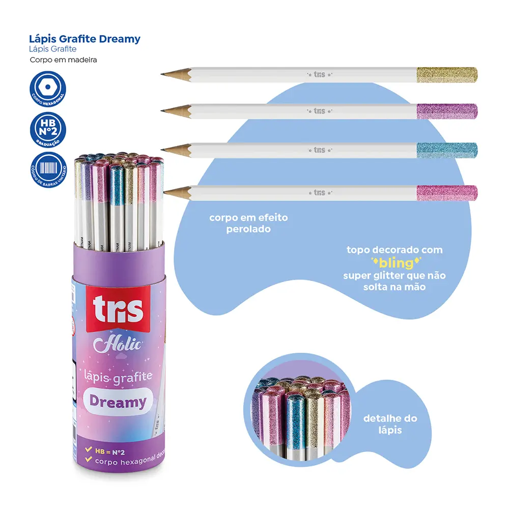 Lápis Grafite Holic Dreamy - HB - Pote C/ 36 un - Tris - Imagem 3