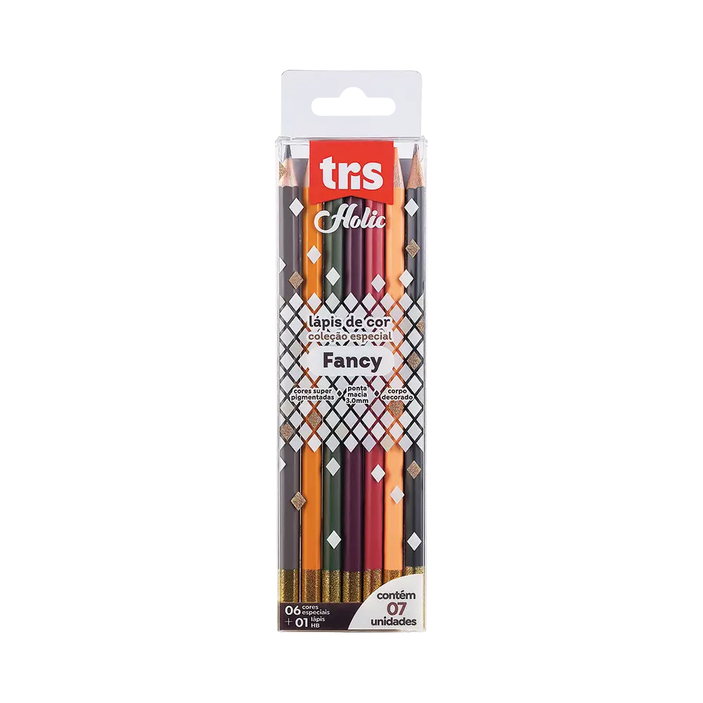 Lápis de Cor Holic Fancy - 6 Cores + 1 Lápis Grafite HB - Tris - Imagem 1