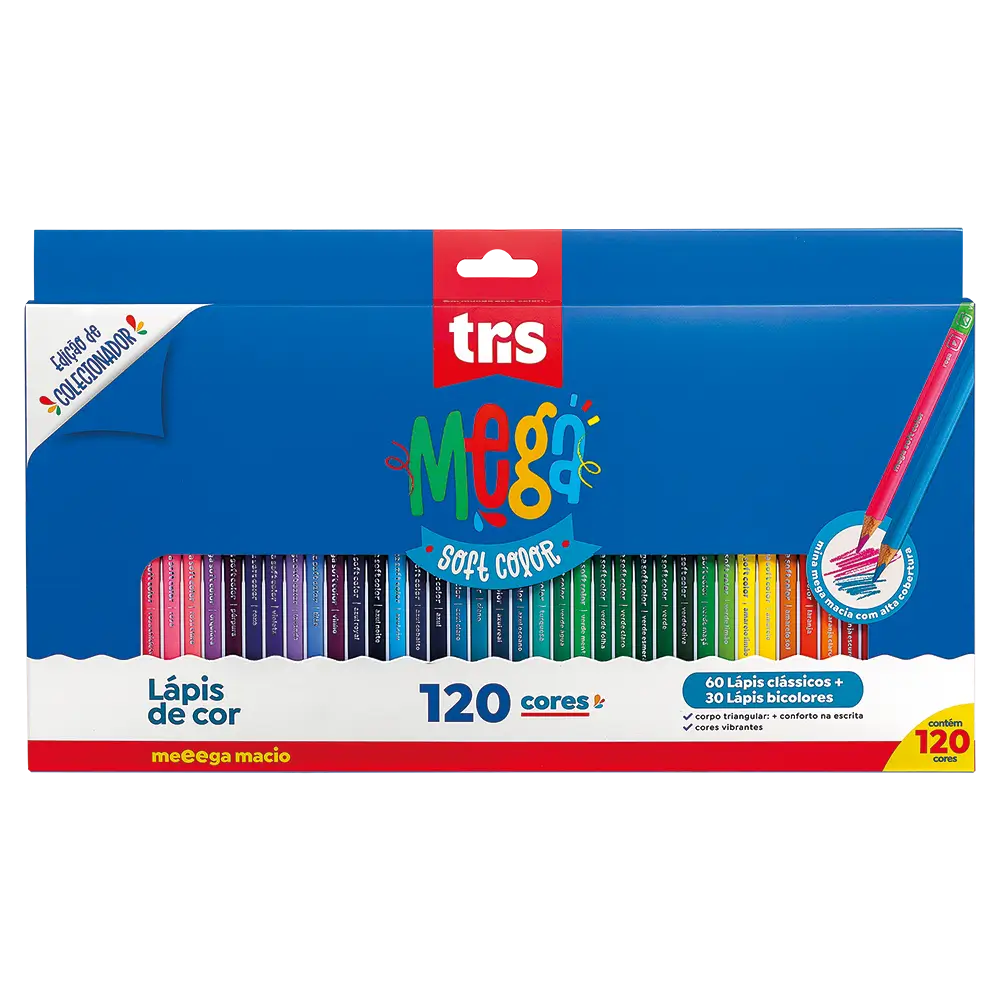 Lápis de Cor Mega Soft Color - 120 Cores - 90 Lápis de Cor - Tris - Imagem 1