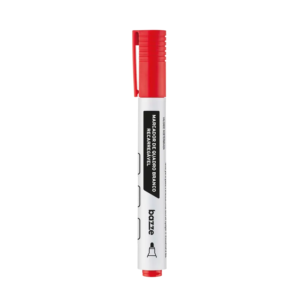 Marcador de Quadro Branco Recarregável - Vermelho - Caixa C/ 12un -Bazze - Imagem 2