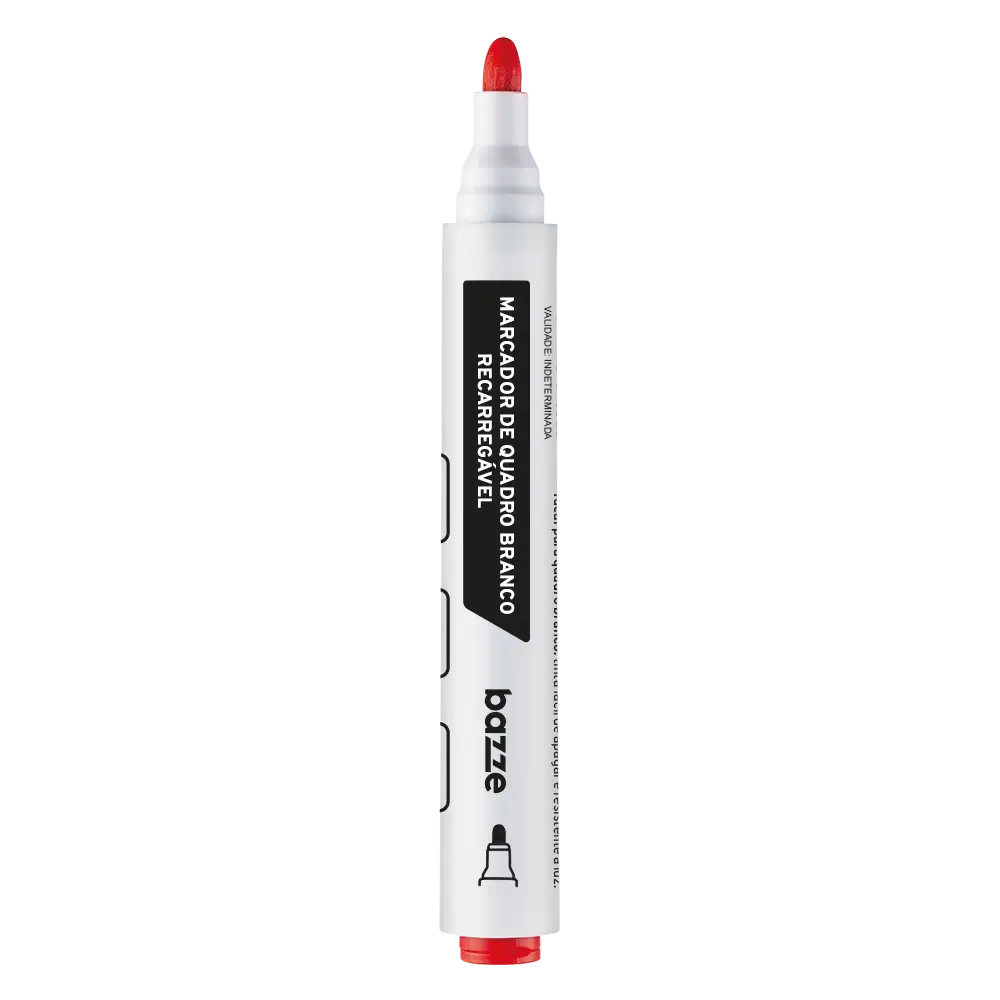 Marcador de Quadro Branco Recarregável - Vermelho - Caixa C/ 12un -Bazze - Imagem 3