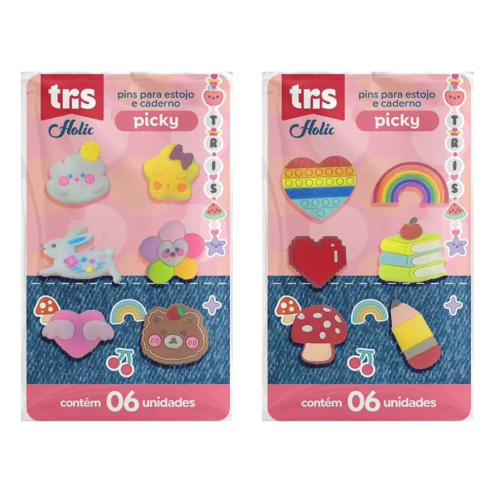 Pins Picky Holic Charm - 4 Variações - Display C/ 24 Cartelas - Tris - Imagem 2